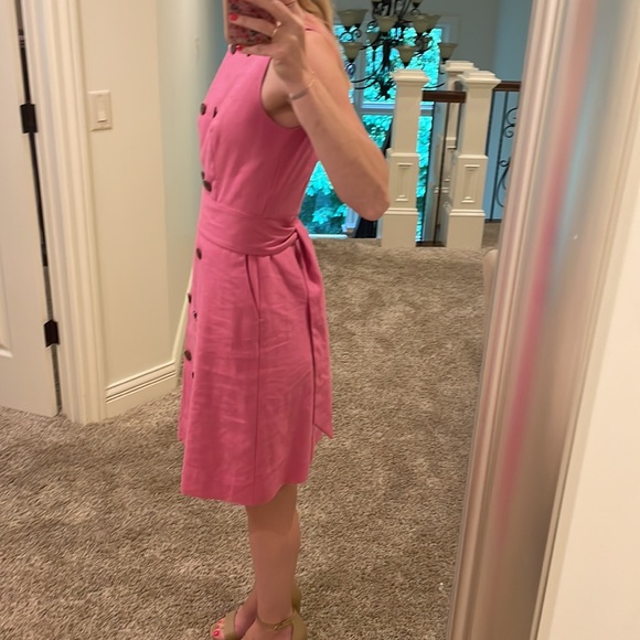 J. CREW Women Double Breasted Linen Blend Sheath Sleeveless Dress Pink size 4 - Picture 2 of 8